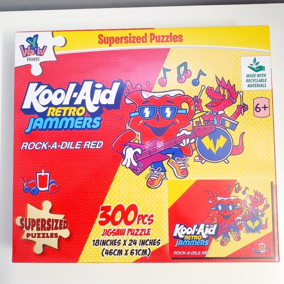 #G NEW YWow Kool-Aid Man 1000-Piece Supersize Jigsaw Puzzle Rock a Dile Red - Picture 3 of 4